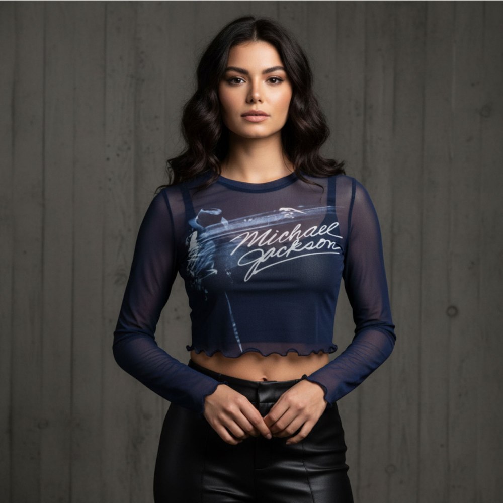 Michael Jackson - Blurred Crop top - Blauw